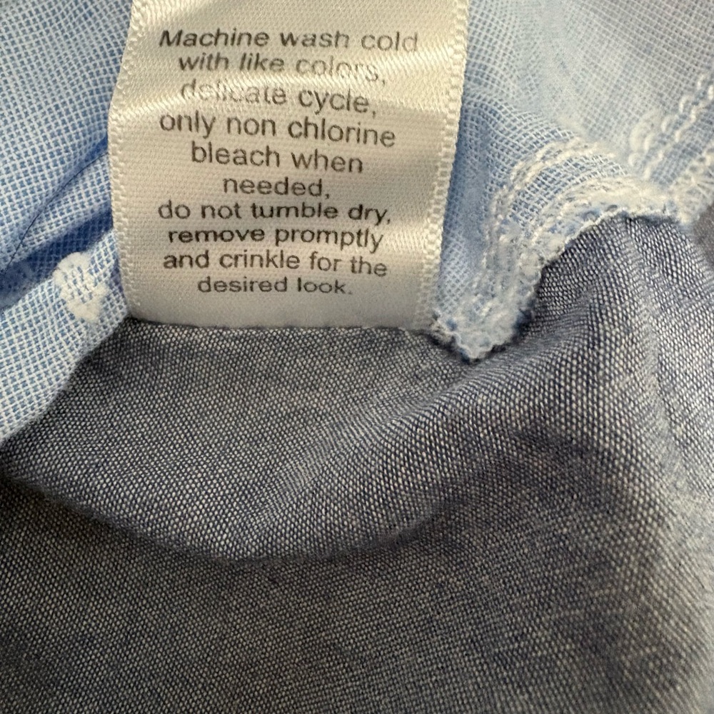 Cino Mixed Media Patchwork Button Down Shirt Blue… - image 6